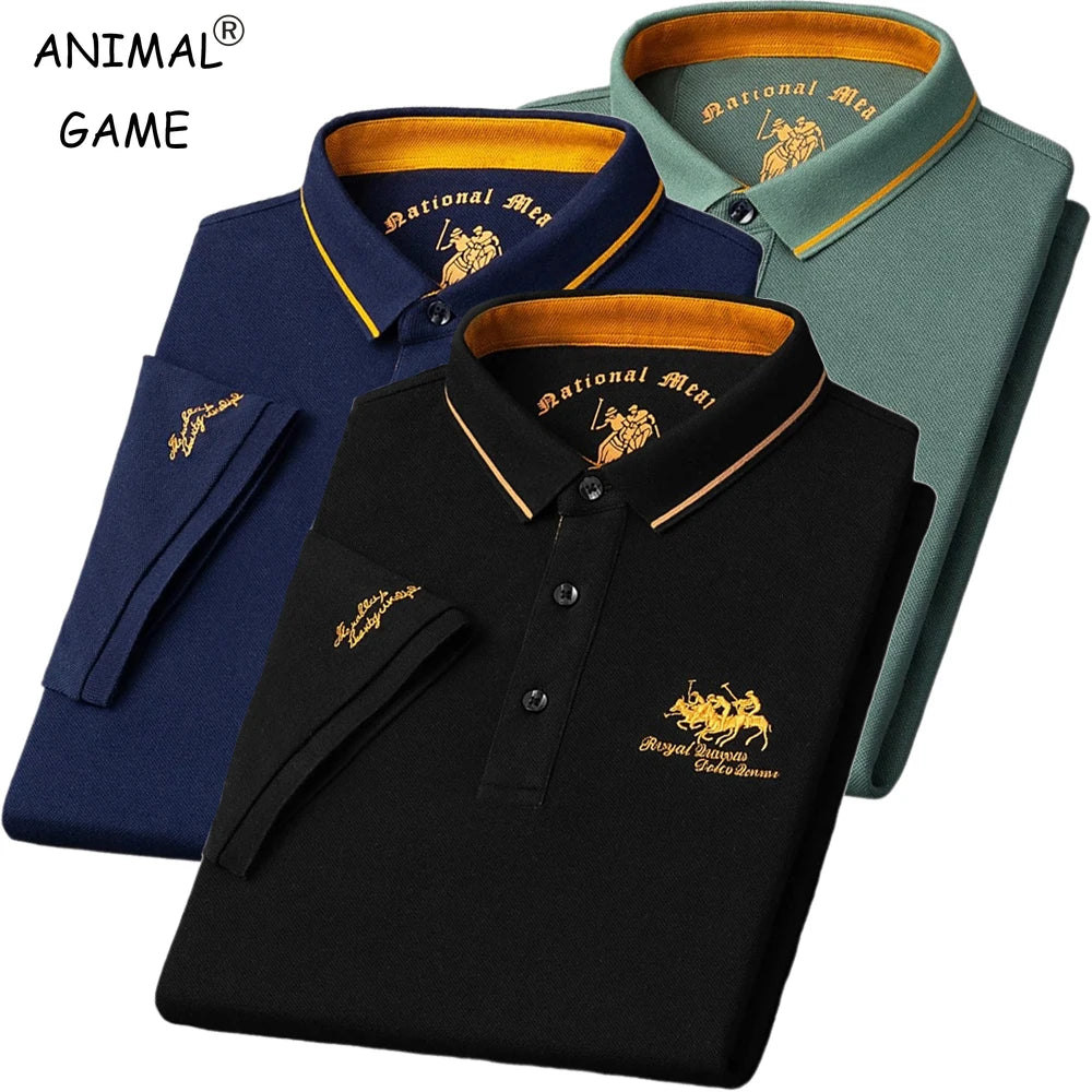 Summer Mens Embroidered Polo Shirts Short Sleeve Shirt Luxury Top Casual Lapel T-Shirt Men Breathable Lightweight T Shirt Homme