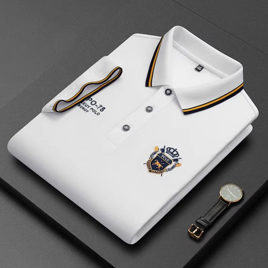 Summer Mens Short Sleeve Polo Shirt Luxury Embroidered Tshirts Lapel Anti-Wrinkle Lightweight Tops Cotton Mens T Shirts